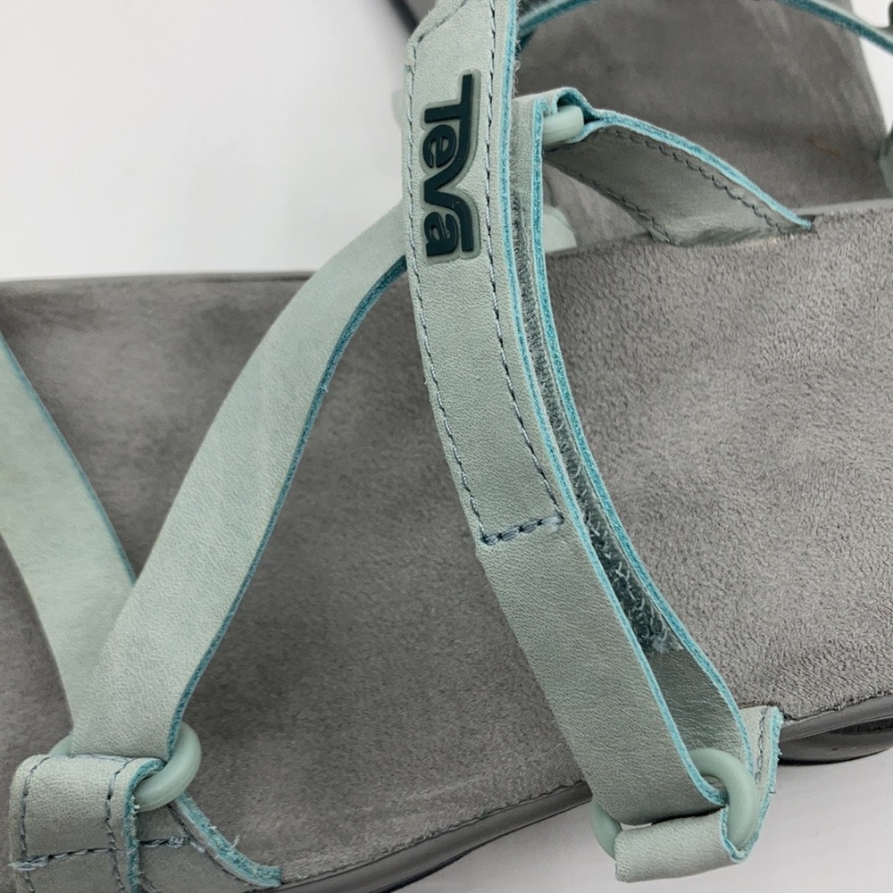 Teva Elzada Leather Slide Gray Mist Sandals - Picture 5 of 7
